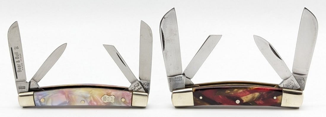 (2) Buck Creek Glitter Swirl Celluloid Congress Knives (1 of 7)
