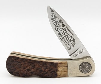 Ltd 1986 Gerber NKCA Jigged Bone Lockback Club Knife