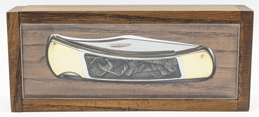 Ltd Buck 110 Deep Relief Engraved Flying Eagle Lockback Knife w/ Case (1 of 5)