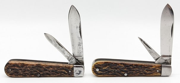 (2) Antique Voos Jigged Bone Jack Knives