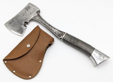 Vintage Western Cutlery Metal Handle Hatchet w/ Sheath