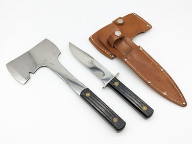 Utica Sportsman Hunting Knife & Hatchet Combo Set w/ Sheath