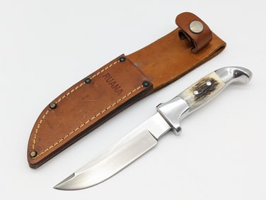 1992 Ruana Bonner Hand Made 12B Sticher Hunting Knife w/ Sheath