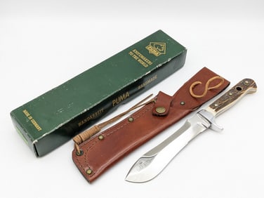 1995 Puma Model 6375 White Hunter Skinning Knife w/ Sheath & Box