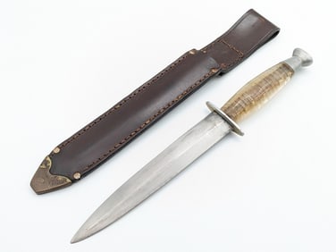 WWII Custom Made Stiletto Dagger Theater Knife w/ Sheath