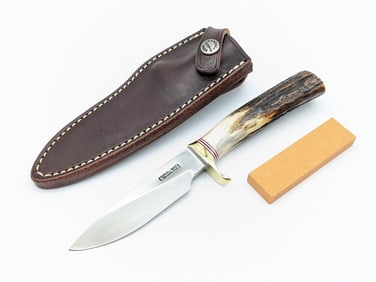 Randall Model 26 4in Stag Pathfinder w/ Sheath & Stone