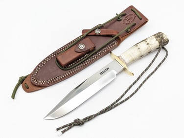 Randall Model 14 SS Finger Groove Stag Attack w/ Sheath