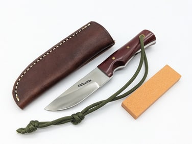 Randall Model 10 SS Brown Micarta Utility Knife w/ Sheath & Stone