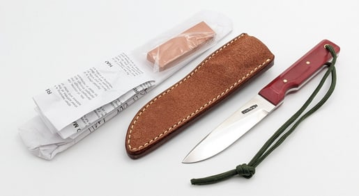 Randall Model 10 4in Red Micarta Utility Knife w/ Sheath, Stone, & Papers