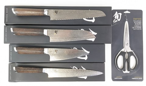 Japanese Shun Fuji Five Piece Kitchen Cutlery Set w/ Boxes