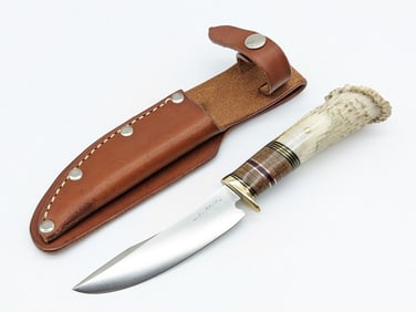 Scar Knives Scagel Style Pinned Crown Stag Hunter w/ Sheath