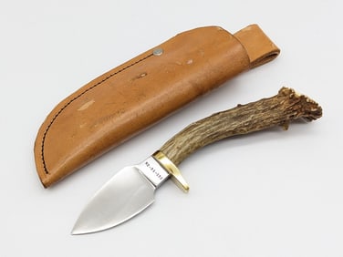 Custom Jones Sheldon Crown Stag Hunting Knife w/ Sheath