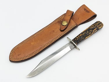 Antique Green River Works Russell Fighting Knife w/ Sheath