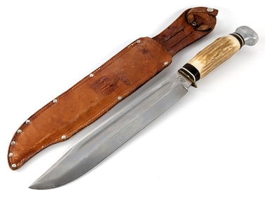Hubertus Solingen Stag Bowie Knife w/ Sheath