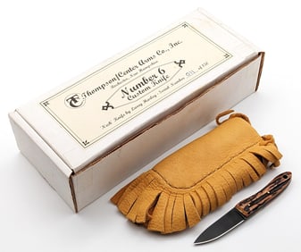 Custom Larry Harley Thompson Center Arms No. 6 Stag Utility Knife w/ Sheath & Box