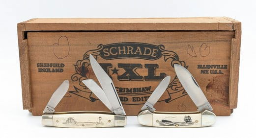 Ltd Schrade George Wostenholm Scrimshaw Bone Stockman & Canoe Knife