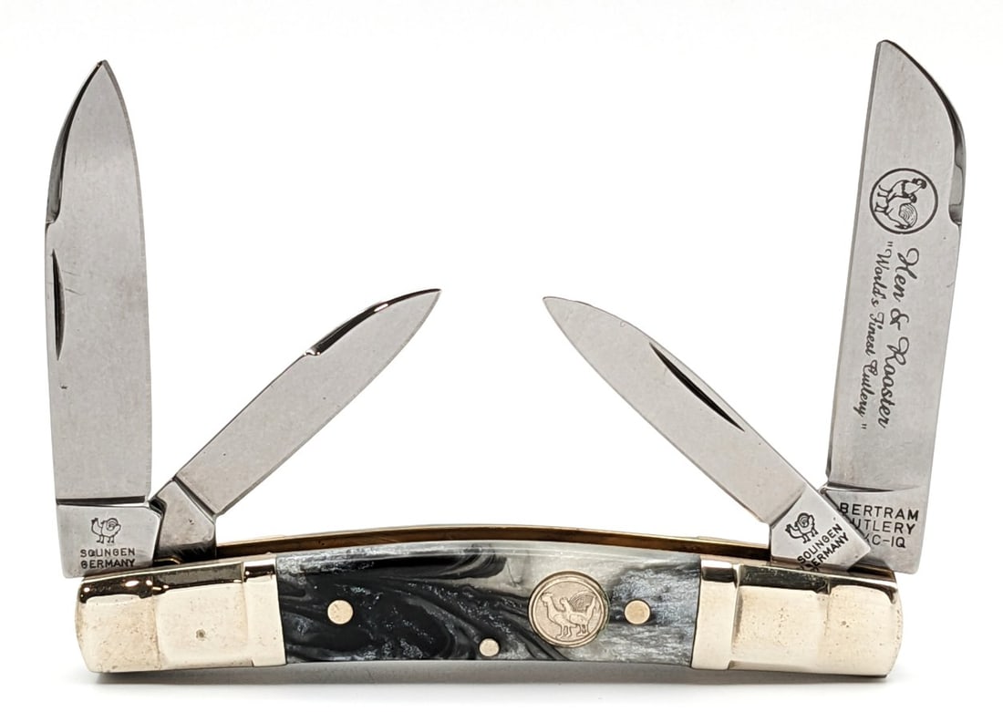 Bertram Cutlery Hen & Rooster Black & White Swirl Congress Knife (1 of 5)