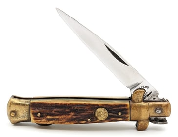 Kissing Crane Stag & Brass Bowtie Stiletto Knife KC46
