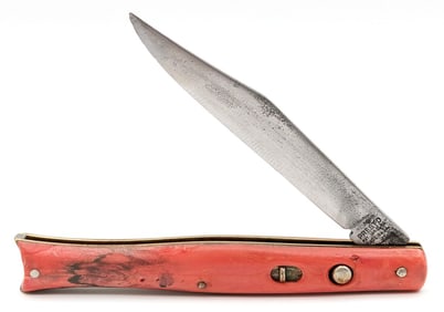 Geo. Schrade Presto Synthetic Pink Fishtail Switchblade Knife