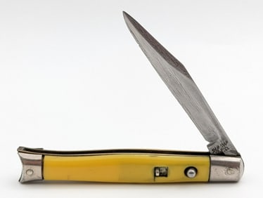 Shur-Snap Colonial Synth Yellow Fishtail Switchblade Knife
