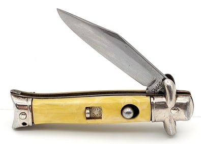 Colonial Snappy Marbled Yellow Mini Bowtie Fishtail Switchblade Knife