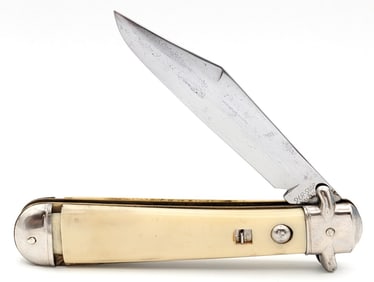 Large Colonial Shur-Snap Synth White Bowtie Switchblade Knife