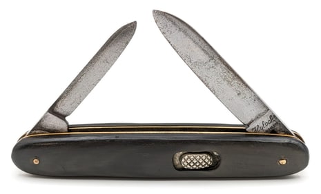 Flylock Knife Co. Horn Handle 2-Blade Switchblade Knife