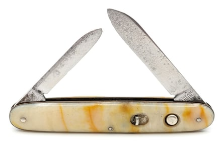 Schrade Cut Co. Marbled Celluloid 2-Blade Switchblade Knife