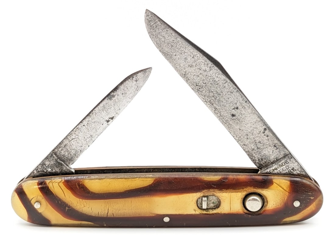 Schrade Cut Co. Butter & Molasses Celluloid 2-Blade Switchblade Knife (1 of 4)