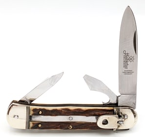 Hubertus Solingen Stag Switchblade Folding Knife