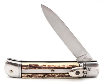 Rostfrei Faux Stag Leverlock Switchblade Knife