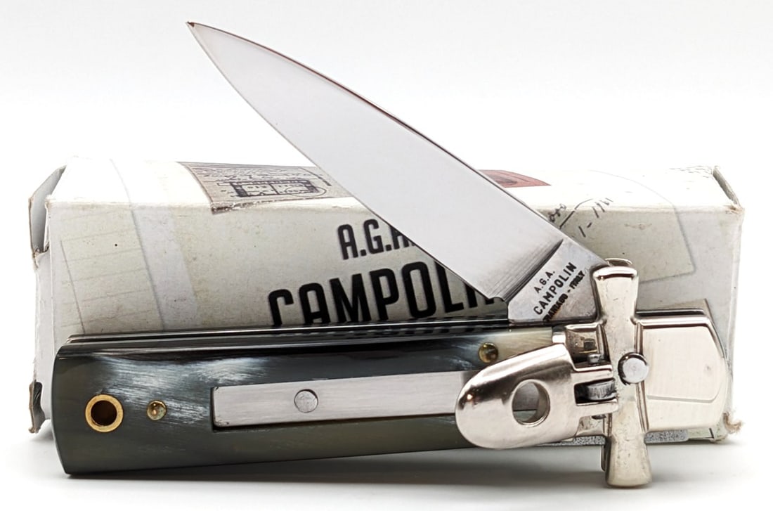 A.G.A. Campolin Dominus Horn Handle Leverlock Switchblade w/ Box (1 of 4)
