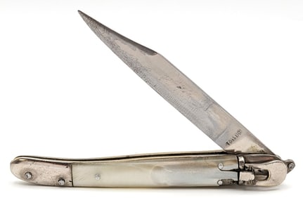 Spanish Toledo Faux Pearl Leverlock Switchblade