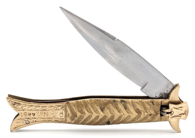 R.G. Special No. 24451 Brass Fishtail Leverlock Switchblade