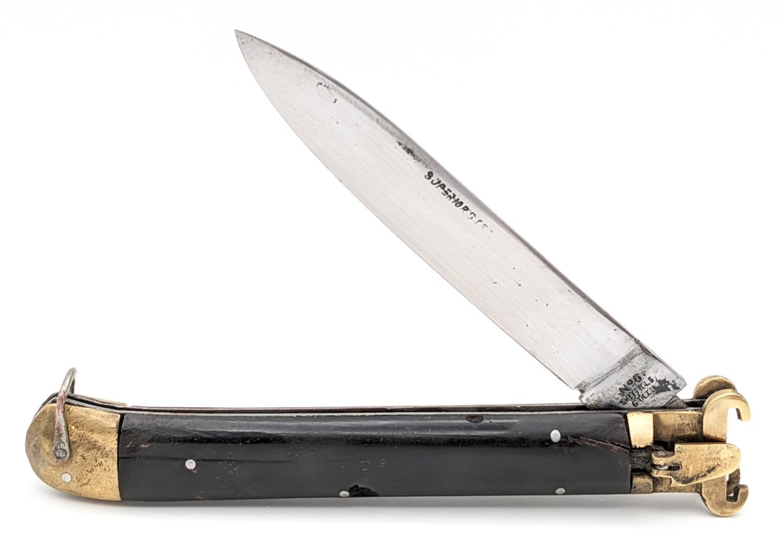 Indian Sheffield No. 6 Horn Handle Shell Puller Lever Lock Switchblade (1 of 6)