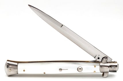 Large Maniago Italy Faux Pearl Stiletto Switchblade Knife