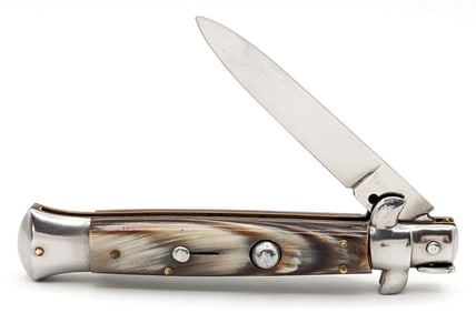 David Everitt Rostfrei Horn Handle Stiletto Switchblade Knife