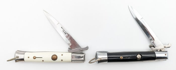 (2) Vintage Itallian Swing Guard Stiletto Switchblade Knives