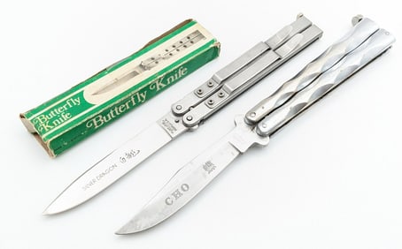 Valor Cho & Silver Dragon Stainless Steel Butterfly Balisong Knives
