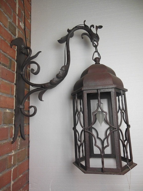 Pair of Argentinean Wrought Iron Outdoor Sconce Lights,: Pair of Argentinean Wrought Iron Outdoor Sconce Lights,w/ Griffins, from Estate of Jose Thenee
