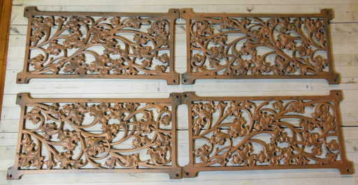 Lot of 4 Decorative Wrought Iron Wall Panels