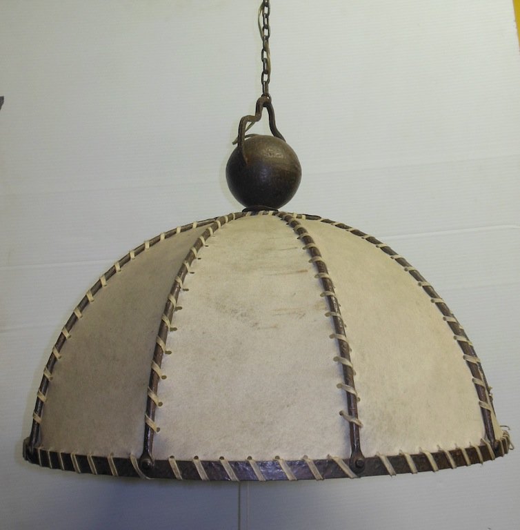 Argentina, from the estate of Jose Thenee, wrought iron: Argentina, from the estate of Jose Thenee, wrought iron and hide chandelier