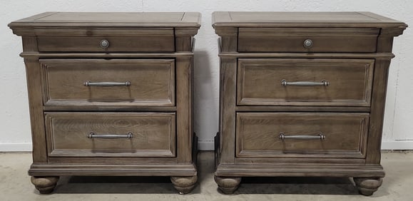Ashley Furniture Johnelle Gray Brown Nightstand Set