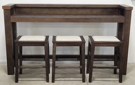 Ashley Furniture Brown Hallishaw Couner Height Game Room Bar With Three Stools