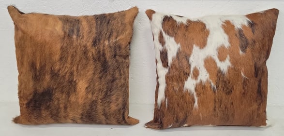 Pair Of Genuine Cowhide Accent Pillows