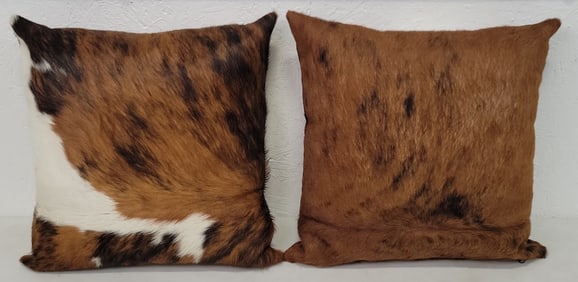 Pair Of Genuine Cowhide Accent Pillows