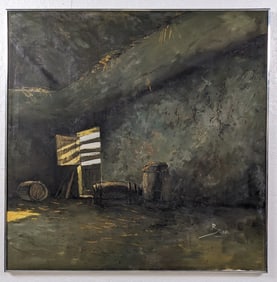 Jorge (Braun) Tarallo Barn Interior Oil Painting On Canvas