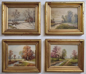 Bandes "The Seasons" Four Piece Oil Paintings On Board