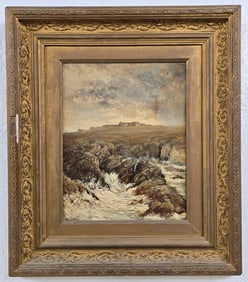1868 Edward Beecham Lait West Coast Of Scotland Oil Painting On Tin