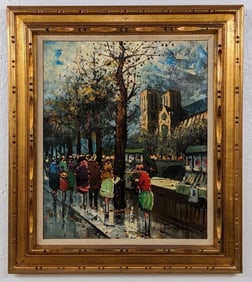 Henri Renard Parisian Street Scene Oil Painting On Canvas